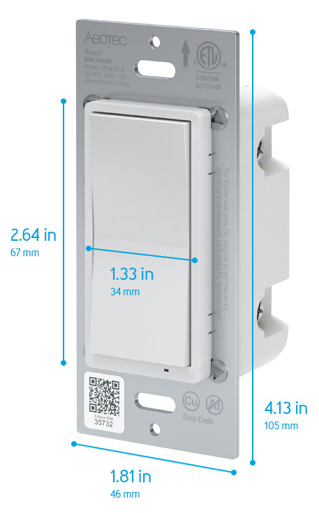 ZWA038 Aeotec Illumino ZWave 700 On Off Wall Switch